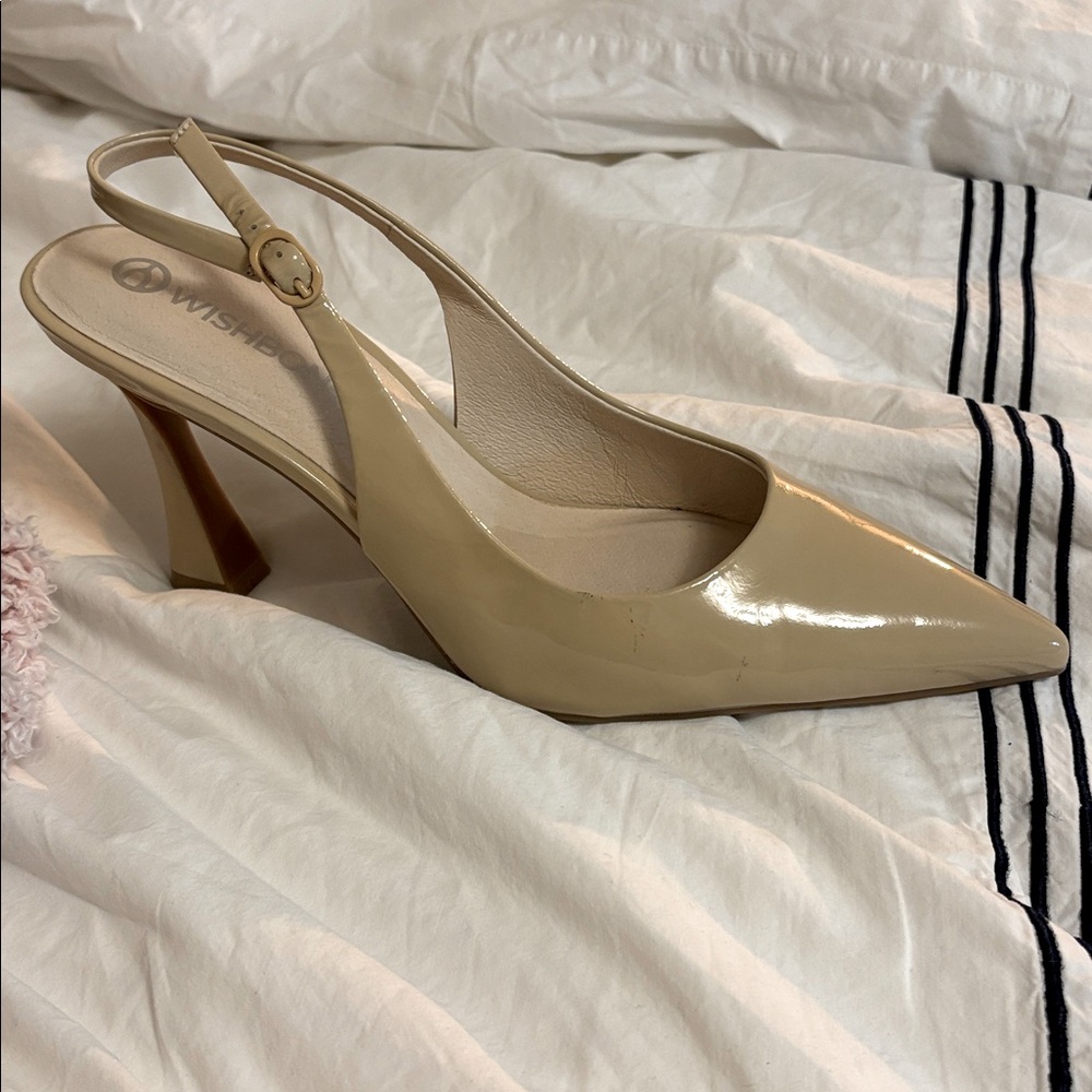 Wishbone Sloan Slingback Heels – Beige Patent – Size 10 – Like New